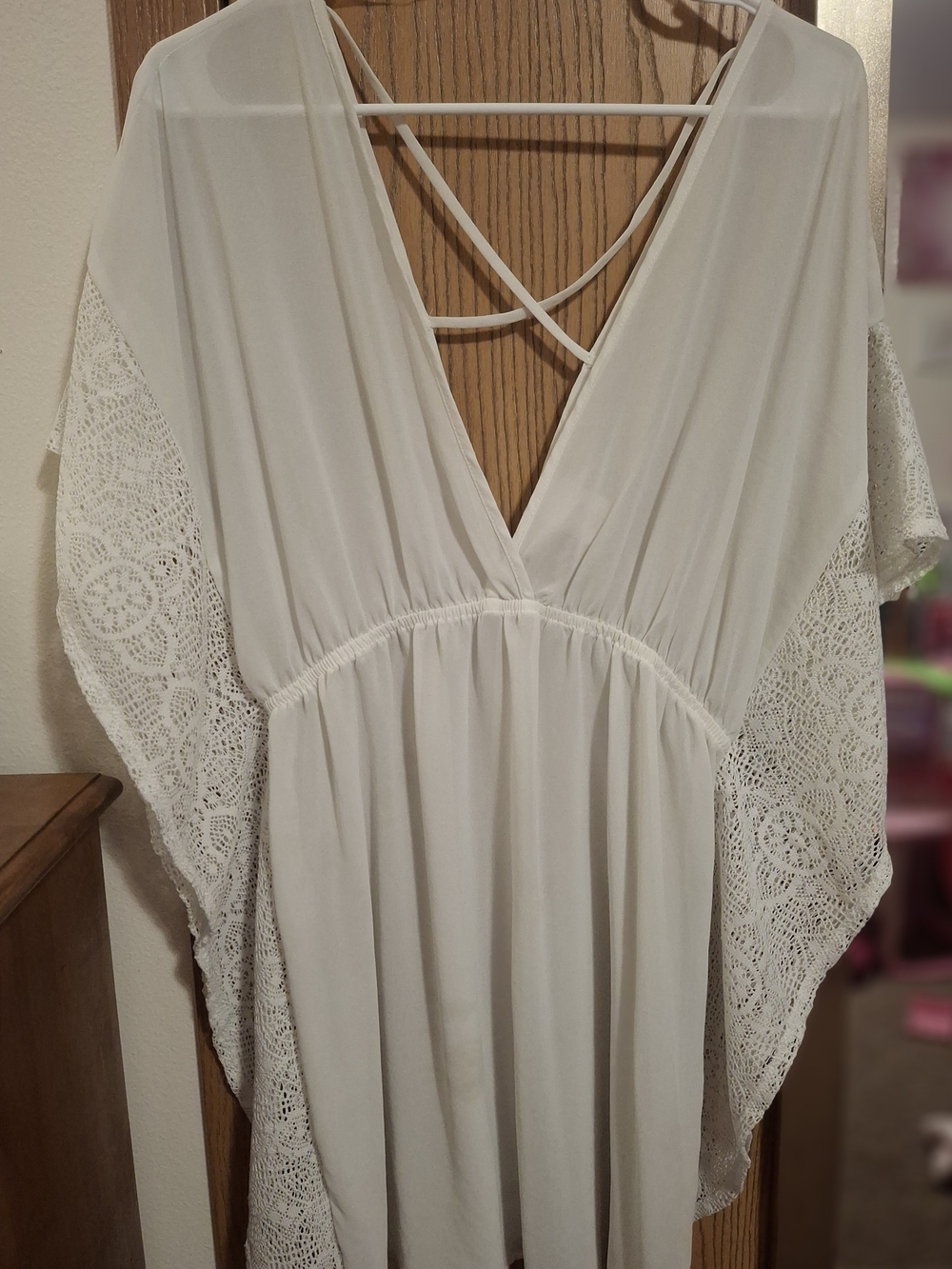 Xhilaration White Lace-Trimmed Chemise
